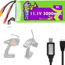 11.1V 3000mAh 8C XT30(Yellow)+JST(red) Plug Battery Compatible with RC6GS/RC4GS Transmitter for RC Drone Come with 3S Charger USB Cable