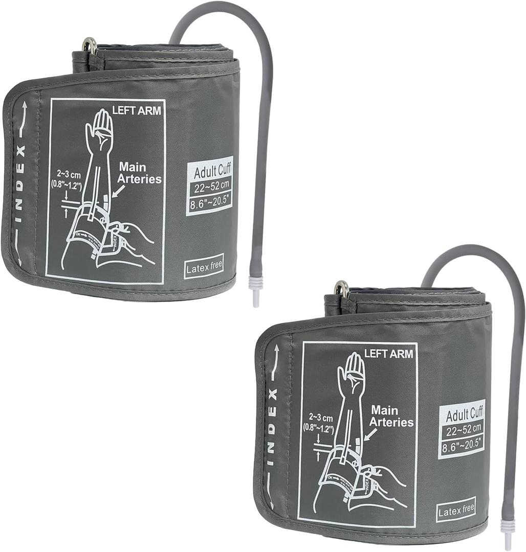 2 Pack Quality Replacement Blood Pressure Extra Large Cuff Compatible with Omron BP Monitors 22-52CM Big Arm, Universal 4.6mm Interface Adjustable XL Blood Pressure Cuff for Adult Big Arms Home Use