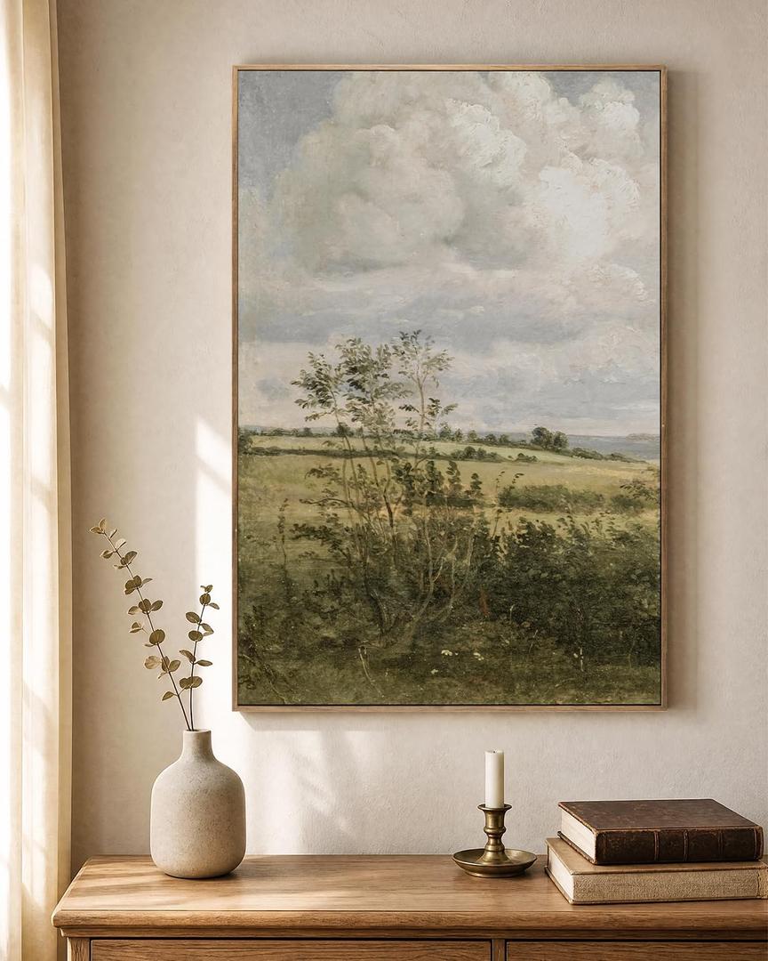 ElfLuna Vintage Farmhouse Wildflower Field Canvas Wall Art, Large Nature Landscape Painting, Spring Farmhouse Decor for Living Room Bedroom Kitchen,36”L x 24”W