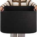 OIAHOMY XXLarge Rectangle Blanket Basket-96L, Cotton Woven Basket for Storage, Dirty Clothes Baskets for Living Room, Nursery, Bedroom, Toy Organizing with Handle, 24" x 16" x 15", Charcoal Black