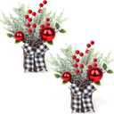 XJar Small Christmas Tree, Tabletop Artificial Mini Christmas Tree, 9 Inch Artificial Small Potted for Christmas, Suitable for Family Gathering, Indoor Fireplace Christmas Decoration