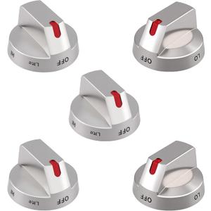 5-Pack Upgraded DG64-00473A Burner Control Dial Knob Range Oven Replacement Compatible with Samsung Gas Range/Oven/Stove,Sturdy Stainless Steel Reinforcement Ring.