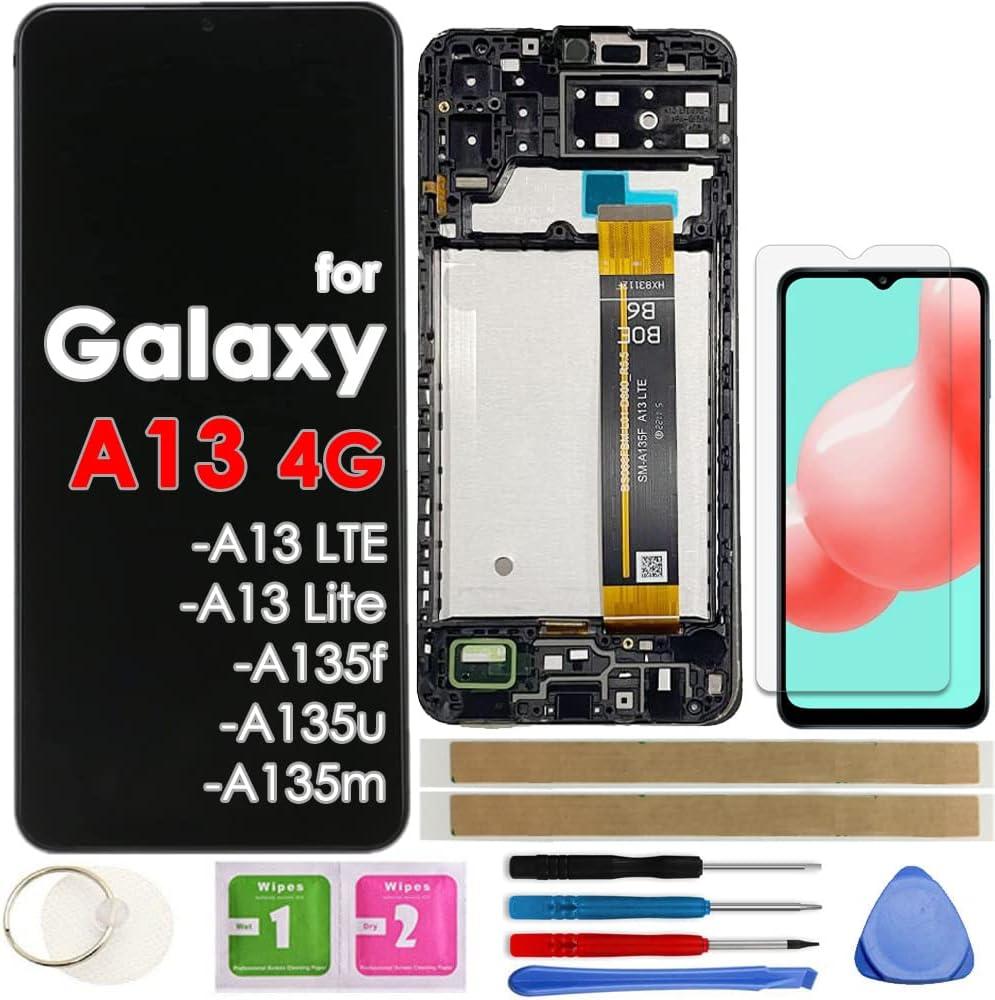 LCD Screen Replacement Touch Display Digitizer Assembly with Frame for Samsung Galaxy A13 4G A13 LTE A13 lite A135f A135u A135m 6.6 inch (NOT for A13 5G)