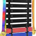 10/12 Belts Karate Belt Display Rack with Stickers, Martial Arts Belt Display Holder (Black)