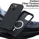 Magnetic for iPhone 14 Pro Max Case, Anti-Scratch Carbon Fiber Texture-Compatible with MagSafe - Military Grade Drop Protection - Slim Shockproof Phone Cover 6.7", Black