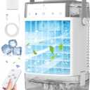 Portable Air Conditioner, Personal Evaporative Air Cooler with Dual Tank, 2 Mist Modes, 3 Wind Speed, USB Powered Desk Cooling Fan with 7-Color Mood Lighting for Office/Bedroom