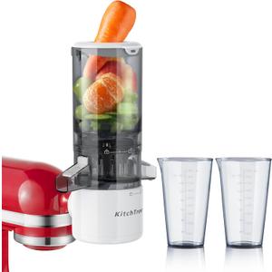 Slow Cold Press Juicer Attachment for KitchenAid Stand Mixer, 4.2" Large Feed Chute Fit Whole Vegetables & Fruits, Masticating Juicer Attachment for KitchenAid, Easy to Clean