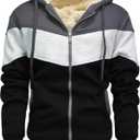 Men's Winter Fleece Thermal Jackets for Men Sherpa Lined Hoodies Warm Thick Jacket Outerwear (XL)