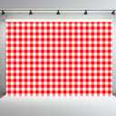 BELECO 7x5ft Fabric Red and White Checkered Backdrop Red Gingham Pattern Plaid Texture Background BBQ Picnic Party Decorations Birthday Baby Shower Shoot Photo Props