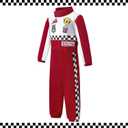 Race Car Driver Costume Boy Girl,Kid Racer Jumpsuit with Car Cap,Toddler Racing Costume Halloween with Accessories (S)