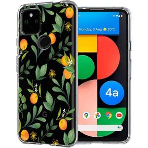 Unov Case Designed for Pixel 4a 5G, Crystal Clear Phone Case with [Anti-Slip Embossed Pattern], Shockproof Slim Protective [Anti-Yellowing TPU] Back Cover, Citrus Flavors