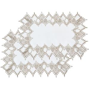 White Linen Placemats 14x20 Set of 2, Neutral Earth Tones Beige Lace Coffee Table Topper Dresser Scarf Place Mats (Set of 2, White)