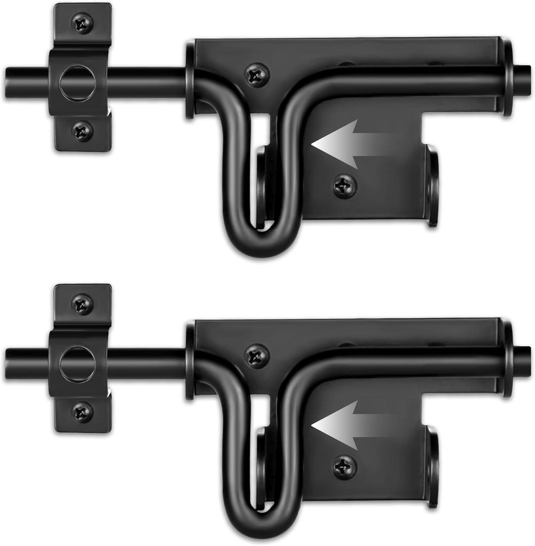 Slide Bolt Gate Latch with Padlock Hole, Heavy Duty Fence Slide Latches Outdoor Doors for Wooden Fence, Shed Door, Vinyl Door