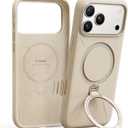 TORRAS Ostand Q3 Silicone for iPhone 17 Pro Max Case, Fit for MagSafe, 360 Spin Kickstand Holder, Soft Liquid Silicone Cozy Grip, Camera Control, Protective Case for iPhone 17 Pro Max, Dune Beige