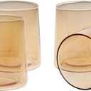 Set of 4 Amber Glass Coffee Mugs, 10 Ounces Glass Mugs, Tea Cup, Drinking Glasses