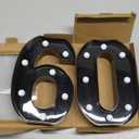 Pooqla Decorative Led Light Up Number Letters, Black Plastic Marquee Number Lights Sign for 60th Birthday Party Wedding Decor Battery Operated Black Decoration 60