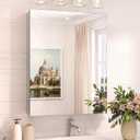 20x26 Medicine Cabinet Mirror with Storage Tempered, Aluminum Surface Mount or Recessed Medicine Cabinet Silver with Adjustable Shelves for Bathroom Vanity Modern Farmhouse
