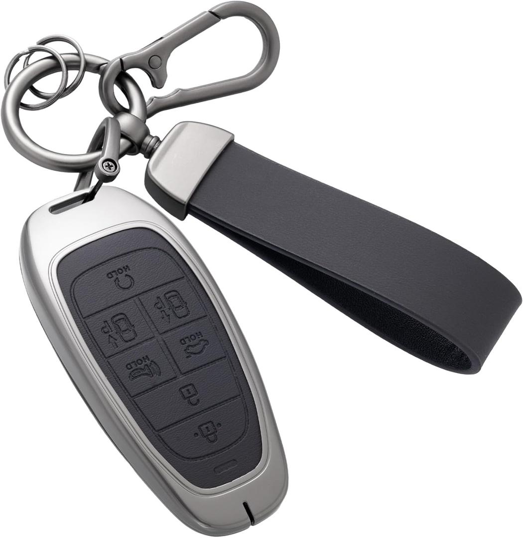 Key Fob Cover with Heavy-duty Keychain for Sonata Santa fe Tucson (Black)
