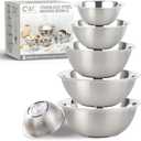 COOK WITH COLOR Stainless Steel Mixing Bowls Set - Nesting Bowls, 6 Pieces, Silver with Non Slip Bottom