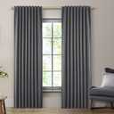 SHINELAND Grey Curtains 105 Inch Long, Back Tab Pleated Blackout Drapes for Bedroom Living Room, 2 Panels Set, Dark Gray