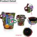 Abstract Face Planters Pots - Whimsical Hand-Painted Ceramic Face Pot for Succulents, Unique Planters for Indoor Garden Decor, Artistic Home & Office Desk Decoration（1small& 1 big）