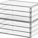 Yieach 2 Pack Acrylic Storage Drawers With 6 Drawers,Stackable Desk Organizer and Makeup Organizer,Large Clear Office Supplies Organizer for Pen,Stationary,Palettes,Arts Craft Organizers and Storage