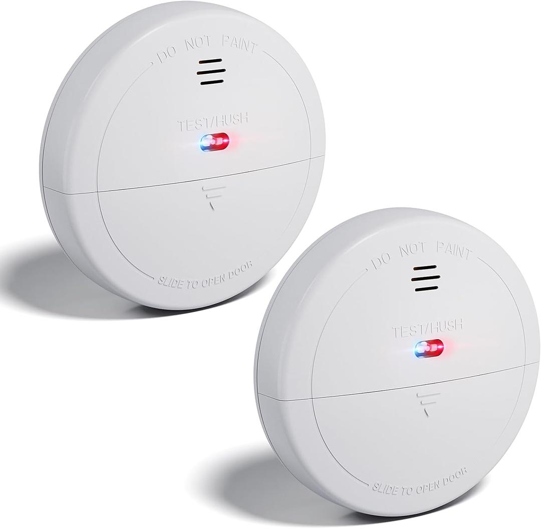 2-Pack Smart Smoke Detectors  WiFi Fire Alarms with App Control, Low Battery Warning, Silence & Test, Easy-Access Cover, Includes 4 AAA Batteries