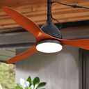 42" Outdoor Ceiling Fan, IP65 Waterproof Gazebo Fan with Light, Remote Control6 Speeds3CCT, Plug in Ceiling Fan with Adjustable Hanging Rod for Patio, Porch, Canopy (8985-Black)