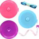 Tape Measure Body Measuring Tape, Retractable 60 Inch Soft Mini Measuring Tape, Small Sewing Fabric Tape Measurer for Cloth Waist Medical Nursing Craft(3 Pack/Pink Purple Sky Blue)