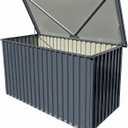 Garvee Outdoor Storage Box, 115 Gallon Waterproof Metal Storage Box, Outdoor Deck Boxes, UV Resistant Patio Storage Box with Lockable Lid for Patio Furniture Cushions, Pillows, Garden Tools, Blank