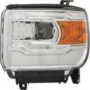 KarParts360 For GMC Sierra 1500HD 2014 2015 Headlight Driver and Passenger Side | Pair | Chrome Housing & Quad Projector | Simple Design | Replacement For GM2502394 | 23130717/23130718