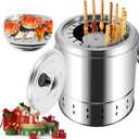 JIAWANSHUN Smokeless Hanging Charcoal Grill Stainless Steel 20 Skewers