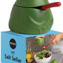 OTOTO NEW Lily Salt Cellar with Lid and Spoon - 6 oz Frog Salt Containers for Countertop, Ceramic Salt Holder with Lid for Sugar, Frog Stuff, White Elephant Gifts, Cute Gifts Accessories - Green