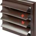 Plastic 4" Brown Air Vent Cover with Mounting Neck - Frame Size 7.5 x 7.5 Inches - Dryer Vent Cover - Exterior Exhaust Vent with Shutters - Air Vent - Outdoor Home Ventilation Systems