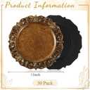 30 Pcs Antique Gold Charger Plates Bulk 13 Inch Embossed Rim Plastic Round Decorative Vintage Plates Charger for Dinner Wedding Party Event Table Setting Decoration (Vintage)