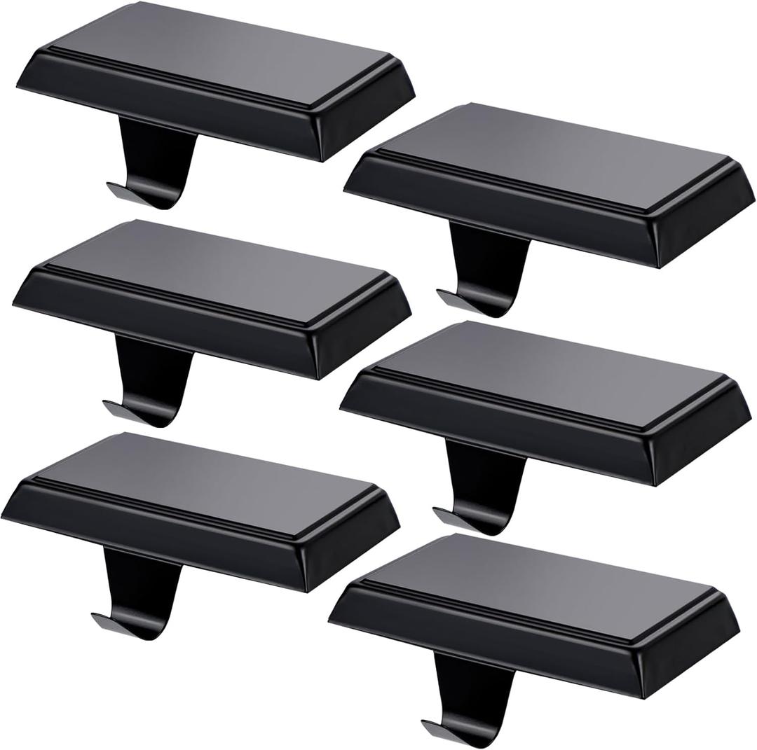 WYTAOHZL 6PCS Christmas Stocking Holders Metal Hangers Mantle Hangers Hooks Stocking Holder for Holiday Xmas Fireplace Stair Indoor Decor Black