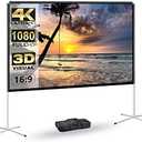 Portable Projector Screen with Stand Outdoor: Camping Projection Screen 80 inch 4K Movie Screen for Home Backyard Indoor 16:9 HD Night