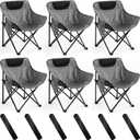 FairySandy 6 Pack Portable Folding Camping Chairs Lightweight Backpacking Chairs Collapsible Camp Chairs for Adults with Storage Bag Beach Camping Chairs for Outdoor, Picnic, Festival, Hiking, Grey, 27.2 x 17.7 x 17.7 inches