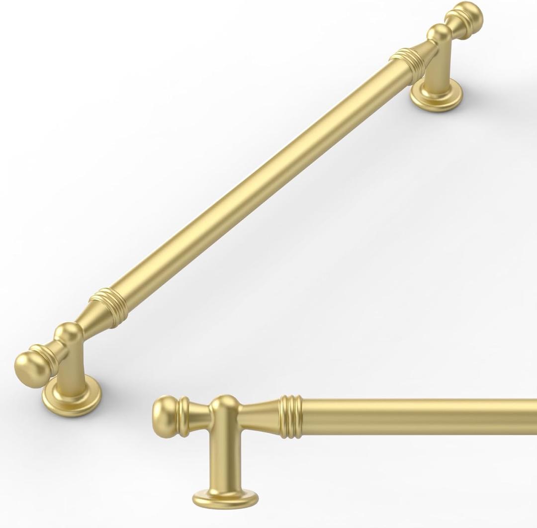 Amerdeco 10 Pack Brushed Gold Cabinet Pulls 7.5 Inch(192mm) Hole Center Drawer Pulls Cabinet Hardware Kitchen Cabinet Handles for Bathroom ZH0083