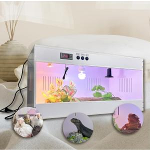 120x50x50cm PVC Smart Dual-Temp Reptile Enclosure with Acrylic Sliding Door, 5 Ceramic Sockets - Front Open Design for Bearded Dragon, Leopard Gecko, Ball Python, Hermit Crab, Chameleon