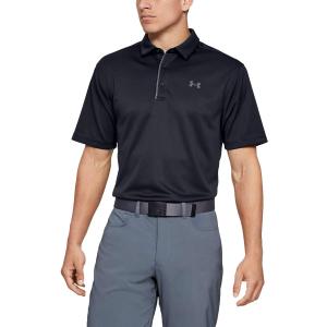 Under Armour Men's Tech Golf Polo (Medium, Black/ Graphite/ Graphite)