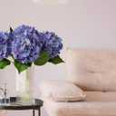 ZYTUYO 4PCS 19.6Inch Violet Blue Faux Hydrangea Artificial Flowers Silk Latex Realistic Full Large Hydrangeas Spring Long Stem Leaves Bouquet Plants for Tall Vase Table Garden Arrangements
