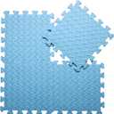 Coolcandy EVA Foam Play Mat, 16 Tiles Colorful Baby Play Mat, Square Kids Playmat with Solid Colored, 0.4" Thickened Interlocking Foam Floor Tiles, Puzzle Play Mat For Baby Lying, Playing (Light Blue)