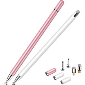 Stylus for iPad (2 Pcs), StylusHome Magnetic Disc Universal Stylus Pens Touch Screens for Apple/iPhone/iPad pro/Mini/Air/Android/Microsoft/Surface All Capacitive Touch Screens - White/Rose Gold