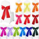 Newwiee 36 Pcs Assorted Color Satin Chair Sashes Bows Multicolor Decoration Ties Ribbons Elegant Satin Wedding Chair Cover Sashes for Wedding Banquet Party Event Decoration, 7 x 108 Inches