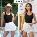 V FOR CITY Womens Shelf Bra Tank Tops Racerback Workout Camis Yoga Shirt Cotton Undershirt 2 Pack (Black, L)