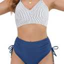 Women's Bikini Set High Waisted Tummy Control Swimsuits Two Piece Bikini Top with Cross Back y Sides Drawstring Bottom Swimming Costume Padded Bathing Suits Sexy Push Up Swimwear for Women (Medium)