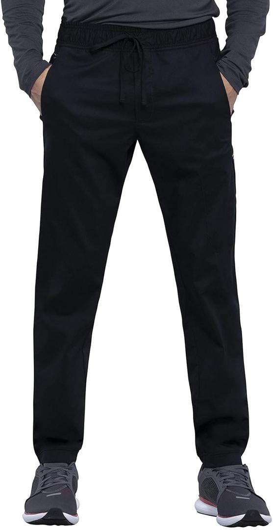 Cherokee Men Scrubs Pant Natural Rise Jogger with Zip Cargo Pocket WW012 (X-Small Short, Black)