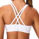 Women's Strappy Sports Bras Light Compression Crop Criss Cross Back Padded Workout Yoga Bra Supportive U Neckline (White), S