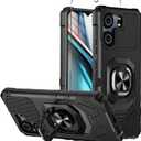 BLU View 5 Case with Tempered Glass Screen Protector,Military Grade Heavy Duty Shockproof Protective Cover,with Ring Kickstand for BLU View 5 (Black)